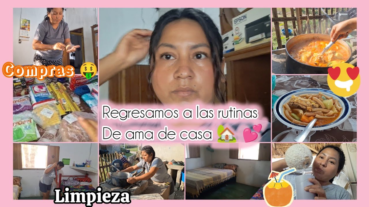 Rutina de ama de casa 🏡 cocinando en el fogon😋#compras 