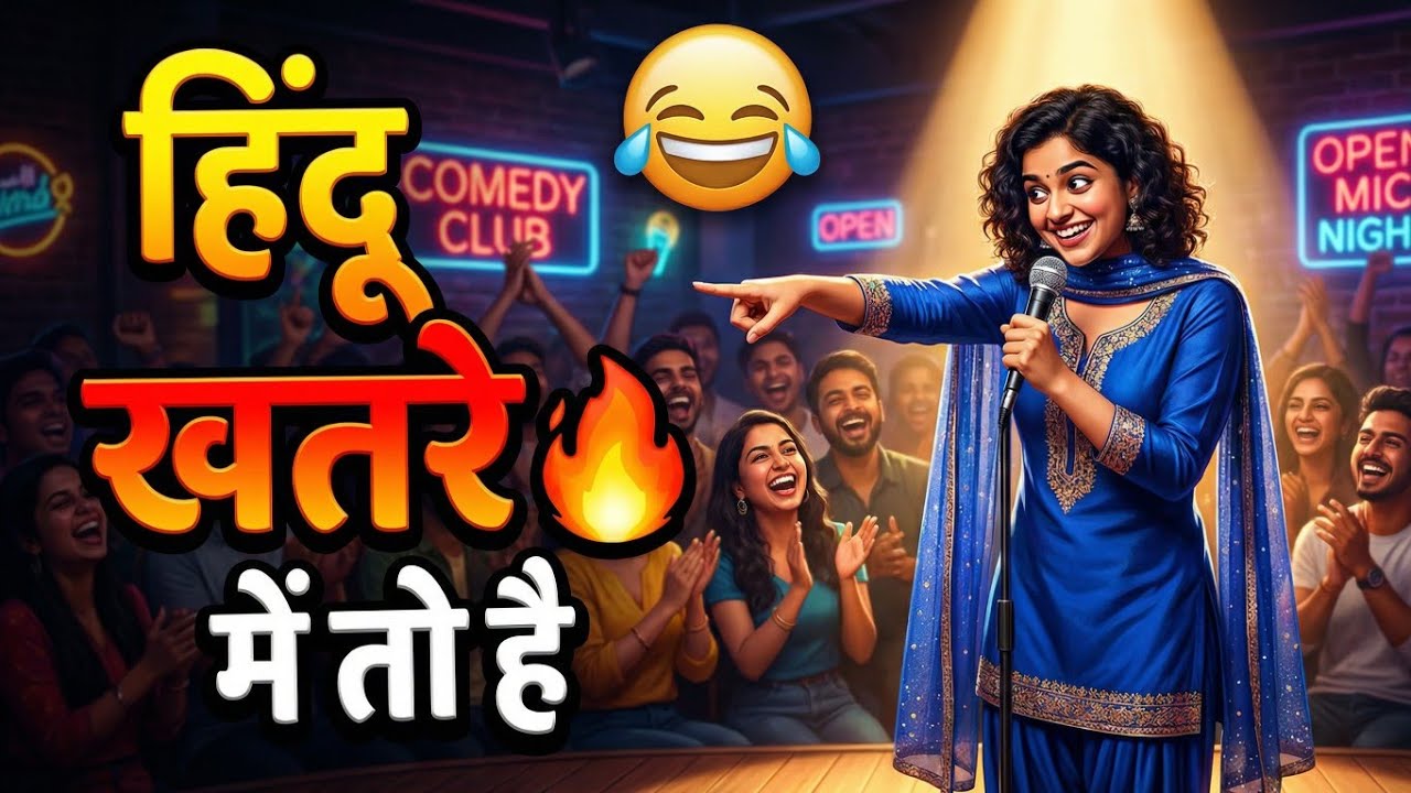 Hindu Khatre Mein To Hai | Andhbhakt Roast | AI Girl Stand Up Comedy Video | #funny #aicomedy #new