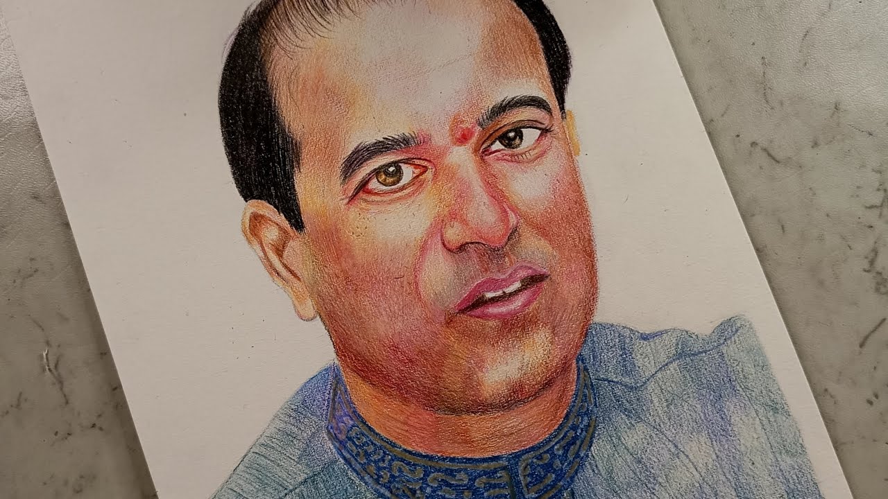 Realistic Portrait of Suresh Wadkar | Full Art Process Video