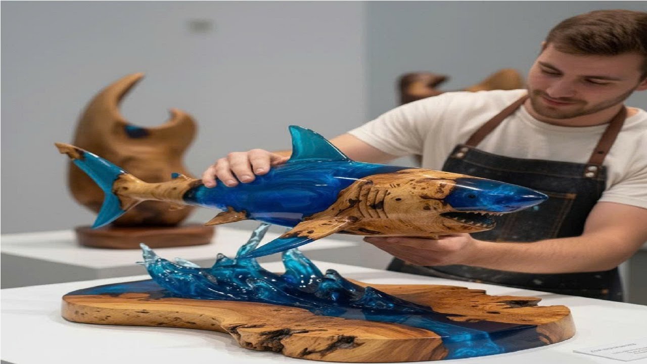How Craftsmen Breathe Life into a Lifeless Piece of Wood - Creating a Majestic Ocean Epoxy Shark