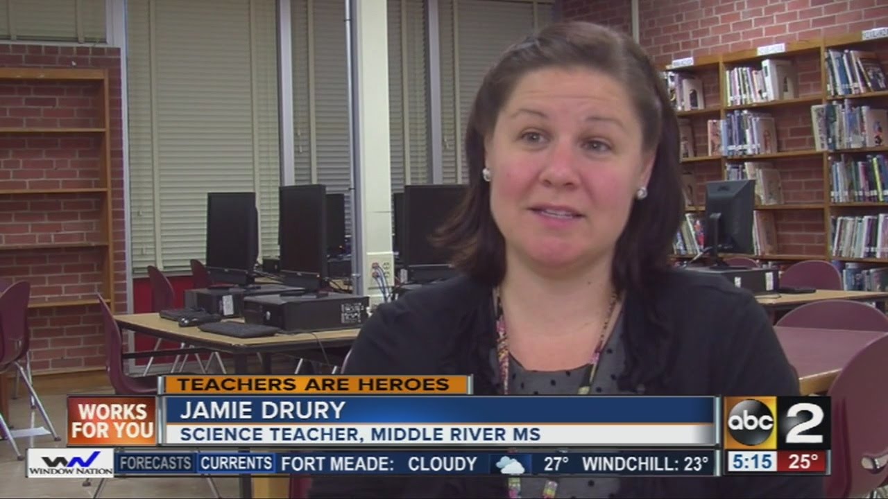 Middle school science teacher Jamie Drury works beyond the textbook to educate her students