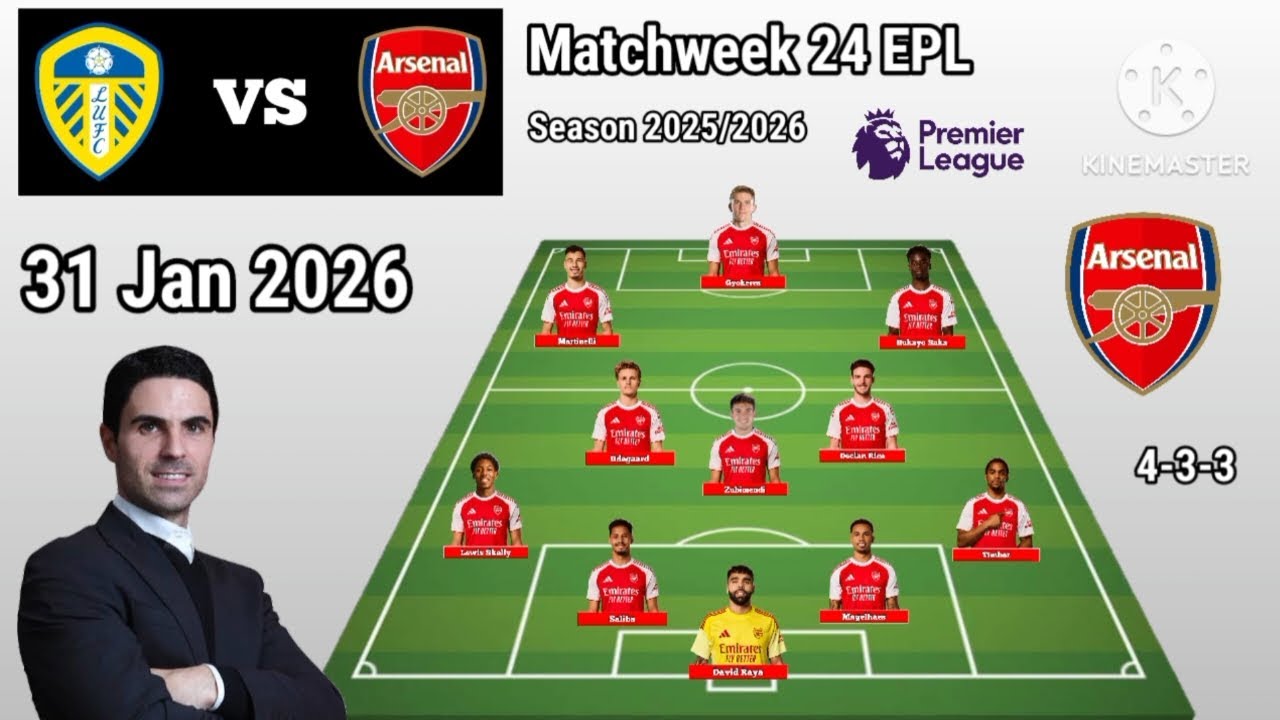 Leeds United vs Arsenal ~ Potential Line Up Arsenal Matchweek 24 EPL Season 2025/2026