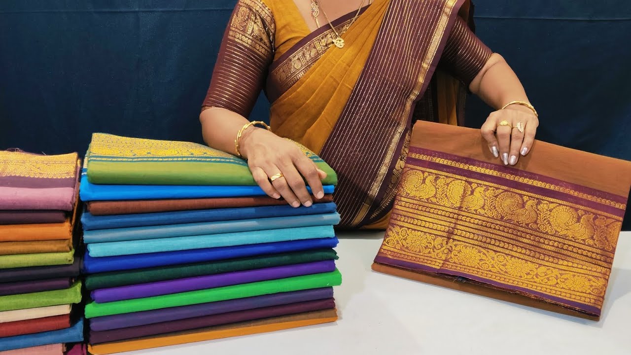 🪷 chettinad cotton sarees 🪷 with blouse collection 🪷big border collection 🪷in offer price 🪷
