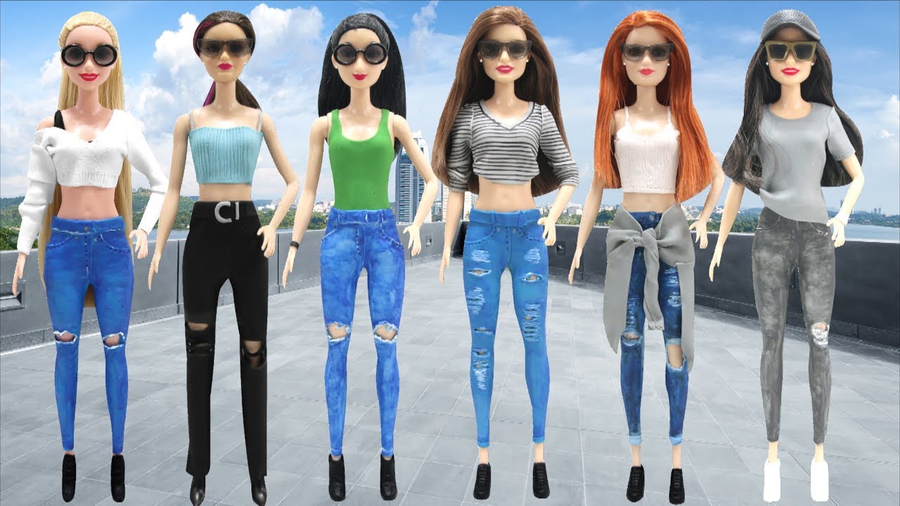 Play Doh Crop Tops Ripped Jeans Disney Princesses Rapunzel, Mulan, Barbie