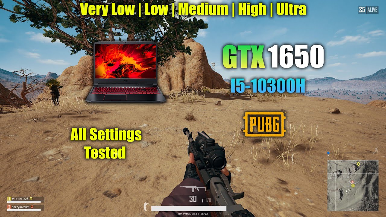 GTX 1650 Laptop : PUBG Steam All settings Tested 2021
