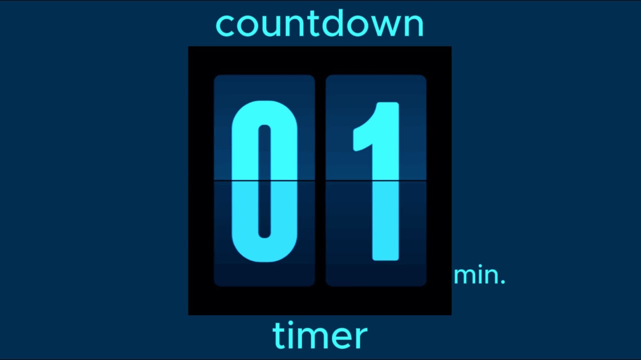 1 min countdown timer / electric blue design &bull; flip timer &bull; no music &bull; only bell / productivity