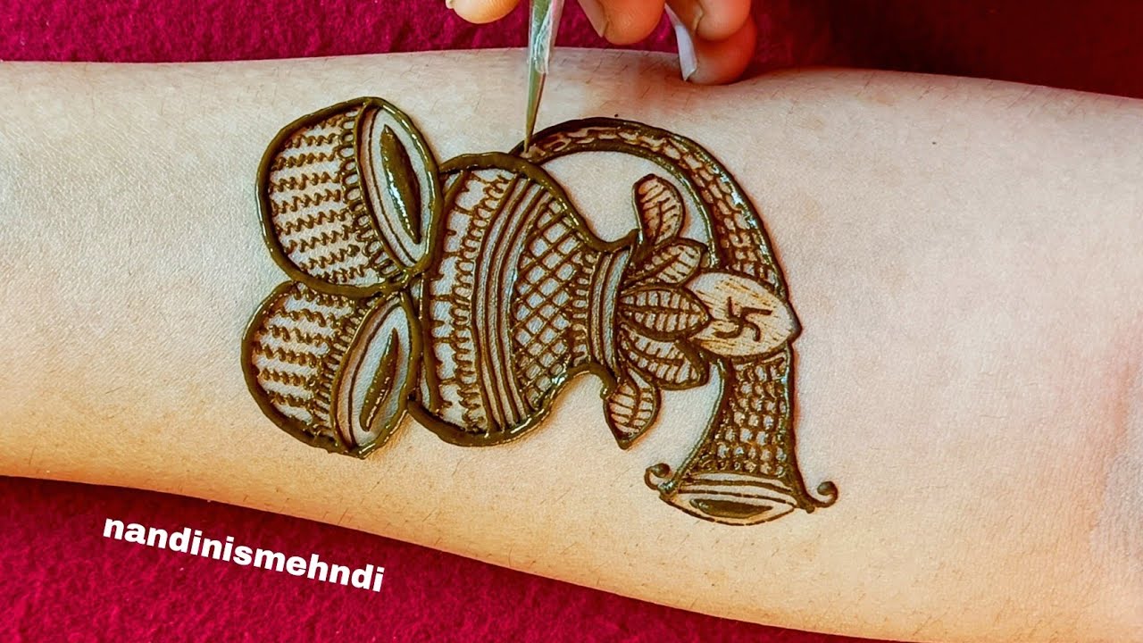 Easy Designer Full Hand Mehndi | Wedding Special Bridal Mehndi Design | Kalash Dhol Shehnai Mehndi