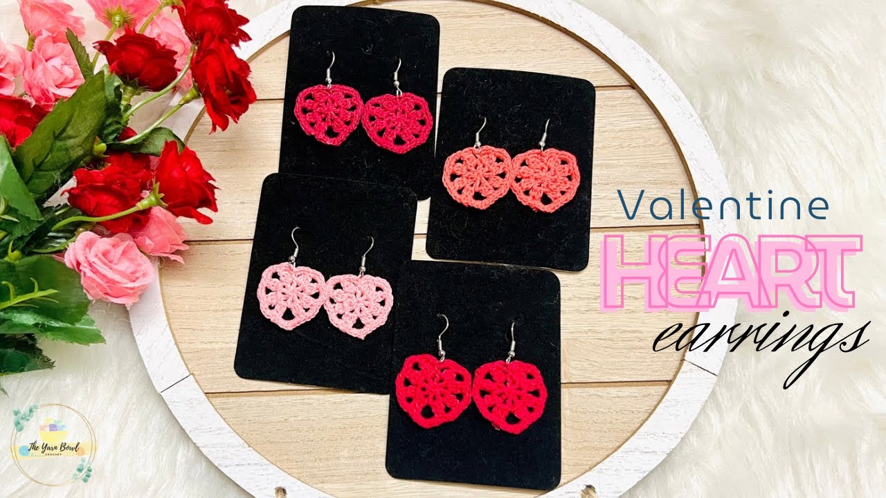 Crochet Valentine Heart Earrings | Easy Crochet Tutorial 