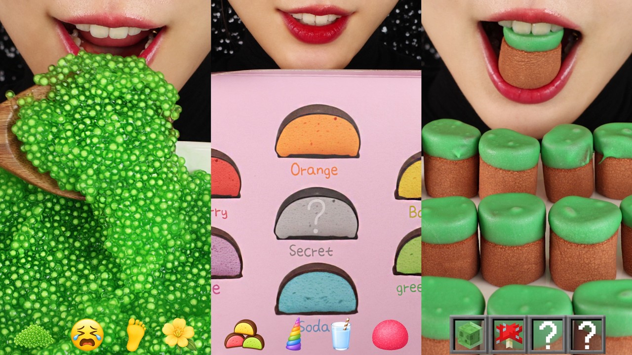 50 FOODS MUKBANG ASMR COMPILATION, MYSTERY CHOCOLATE MARSHMALLOW, CHINESE DESSERTS, MINECRAFT FOOD