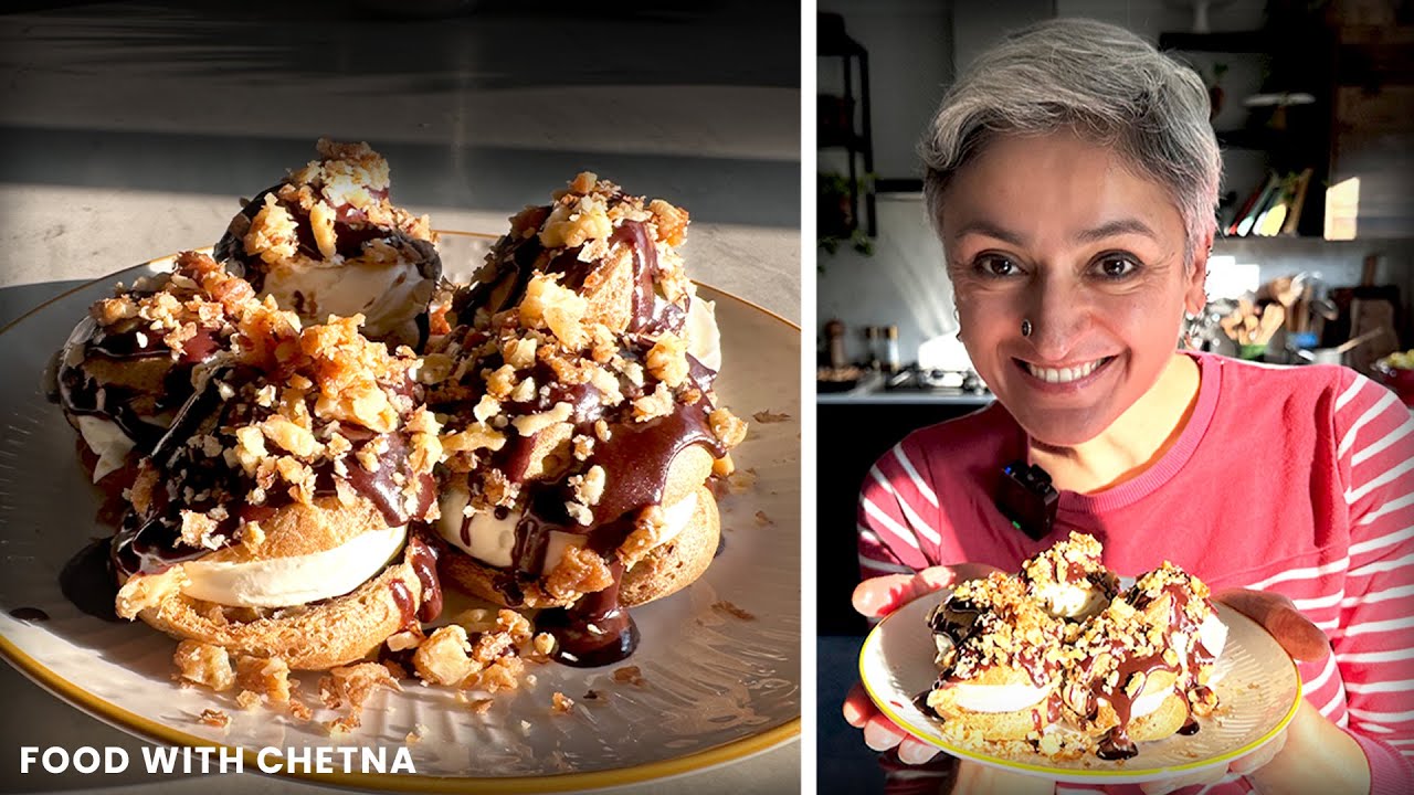 My favourite thing to bake - Coffee walnut PROFITEROLES with extra chocolate!