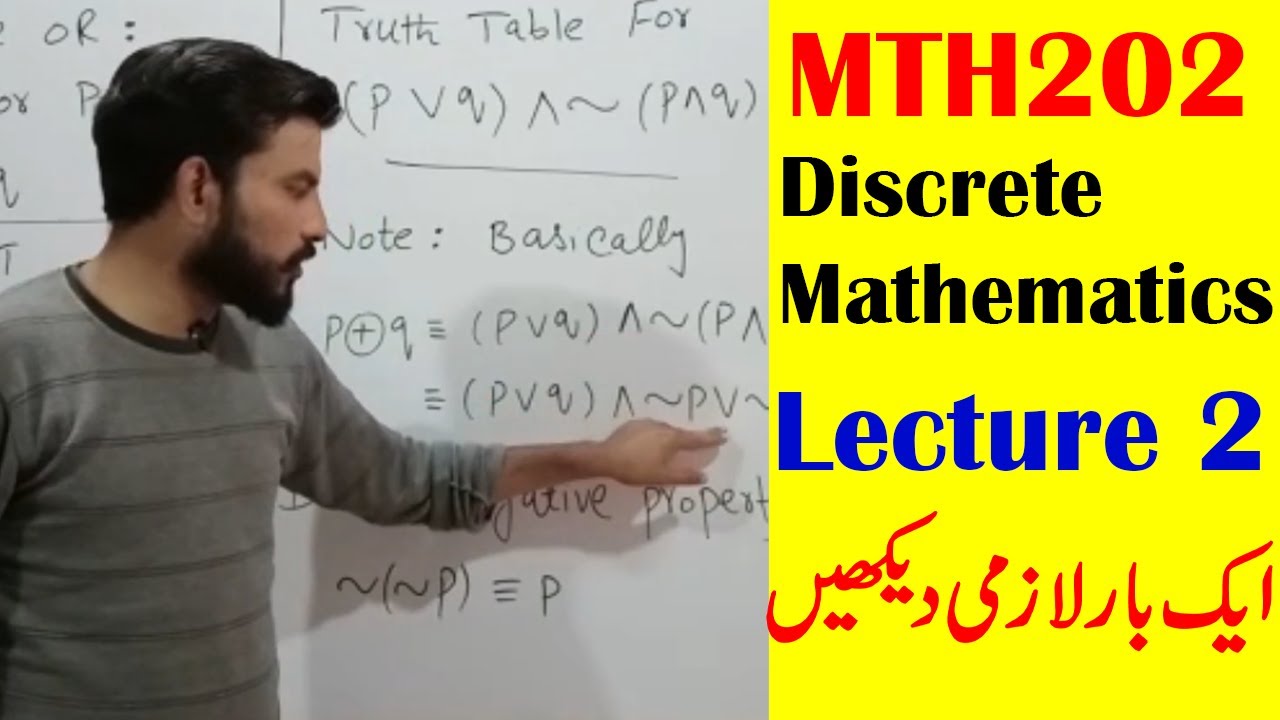 MTH202 Discrete Mathematics Lecture 2 in Urdu / Hindi. VU MTH202 (Discrete Mathematics)Short Lecture