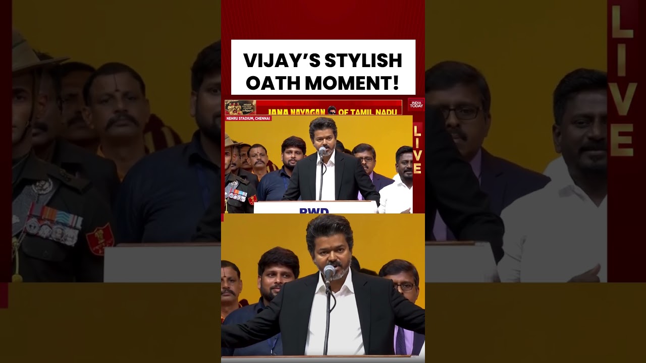 Thalapathy Vijay Takes Oath In Style With Iconic Gesture At Tamil Nadu CM Ceremony #vijay #tvk