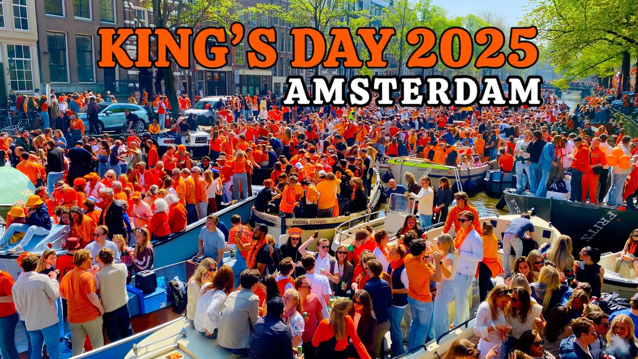 👑 AMSTERDAM KING’S DAY 2025 ft. Traffic Jam at AMSTERDAM CANALS [4K video] 🇳🇱