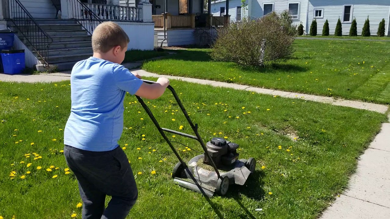 Emmett, 7, Cuts the Grass
