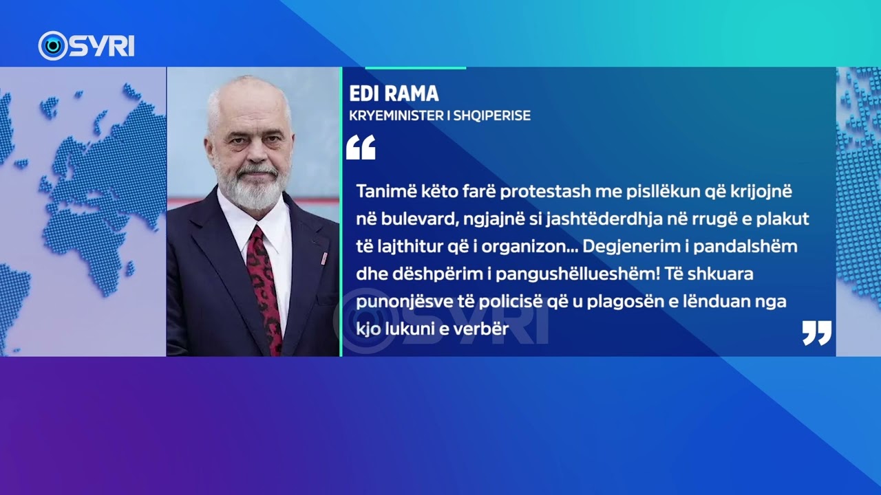 Rama reagim skandaloz për protestën, justifikon dhunën e policisë, fyen opozitën dhe qytetarët
