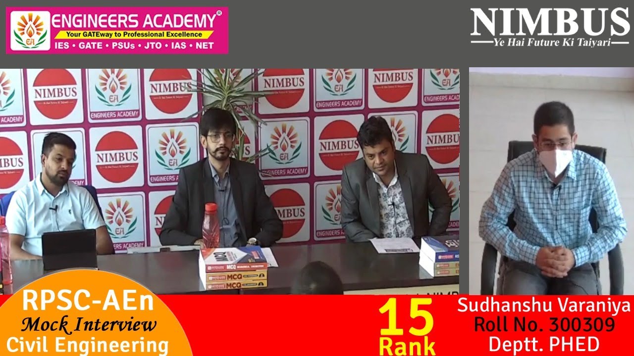 Congratulations Sudhanshu ( PHED - AEn ) | Mock Interview - Engineers Academy Toppers in RPSC AEn