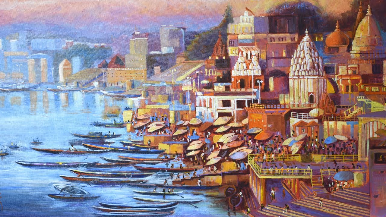 Varanasi Ghat | Acrylic Landscape Painting by Debojyoti Boruah