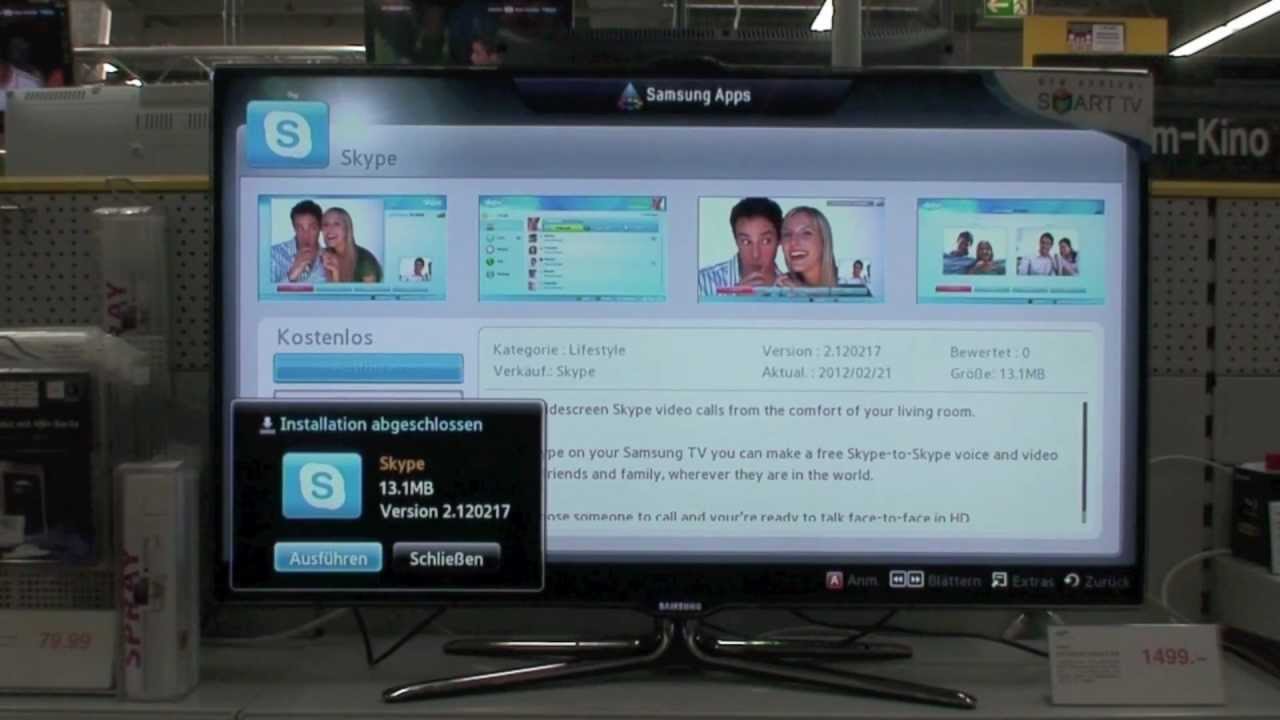 Samsung UE55 ES 8090 Skype einrichten EEK A