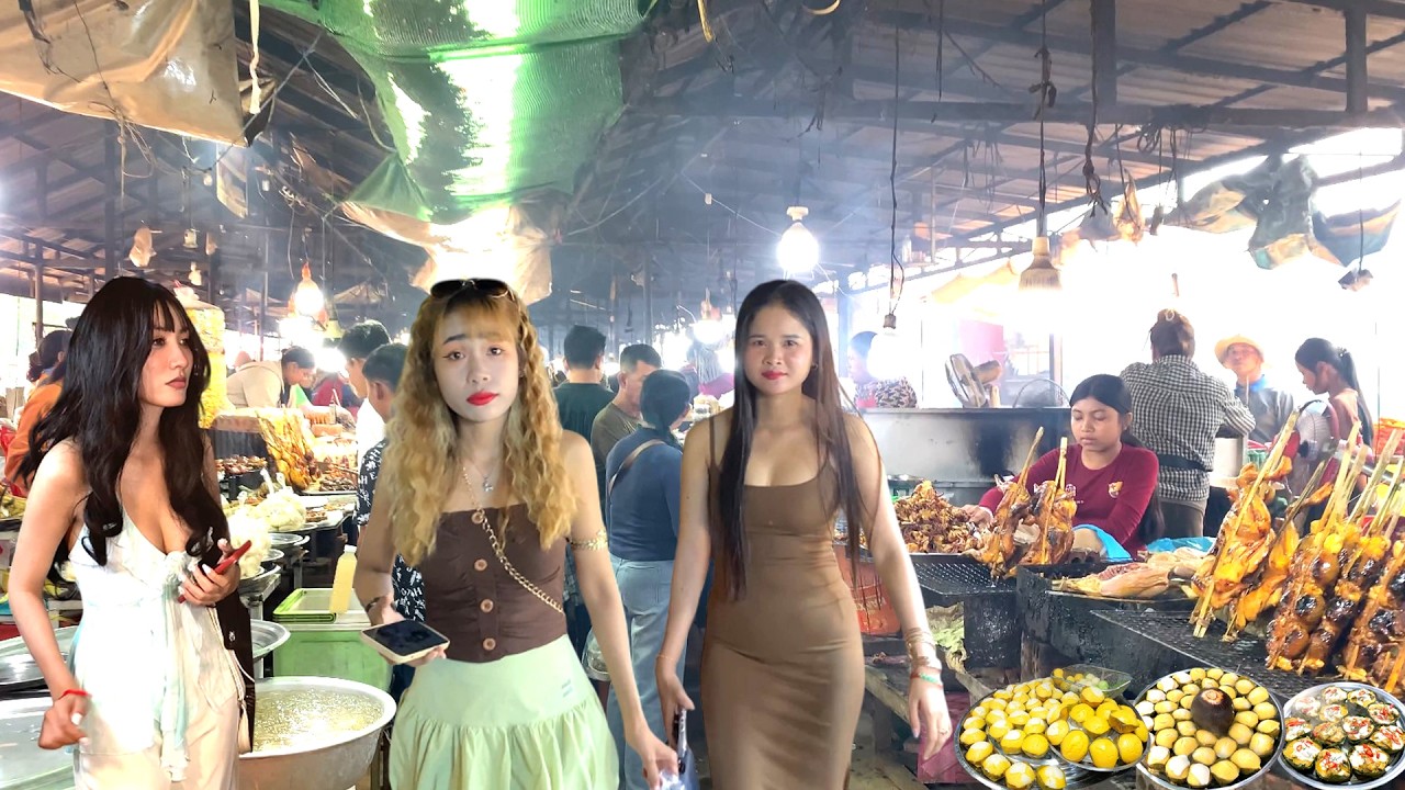 Amazing Inside! Cambodian Street Food - Walking Tour in Countryside Food Market & Riverside