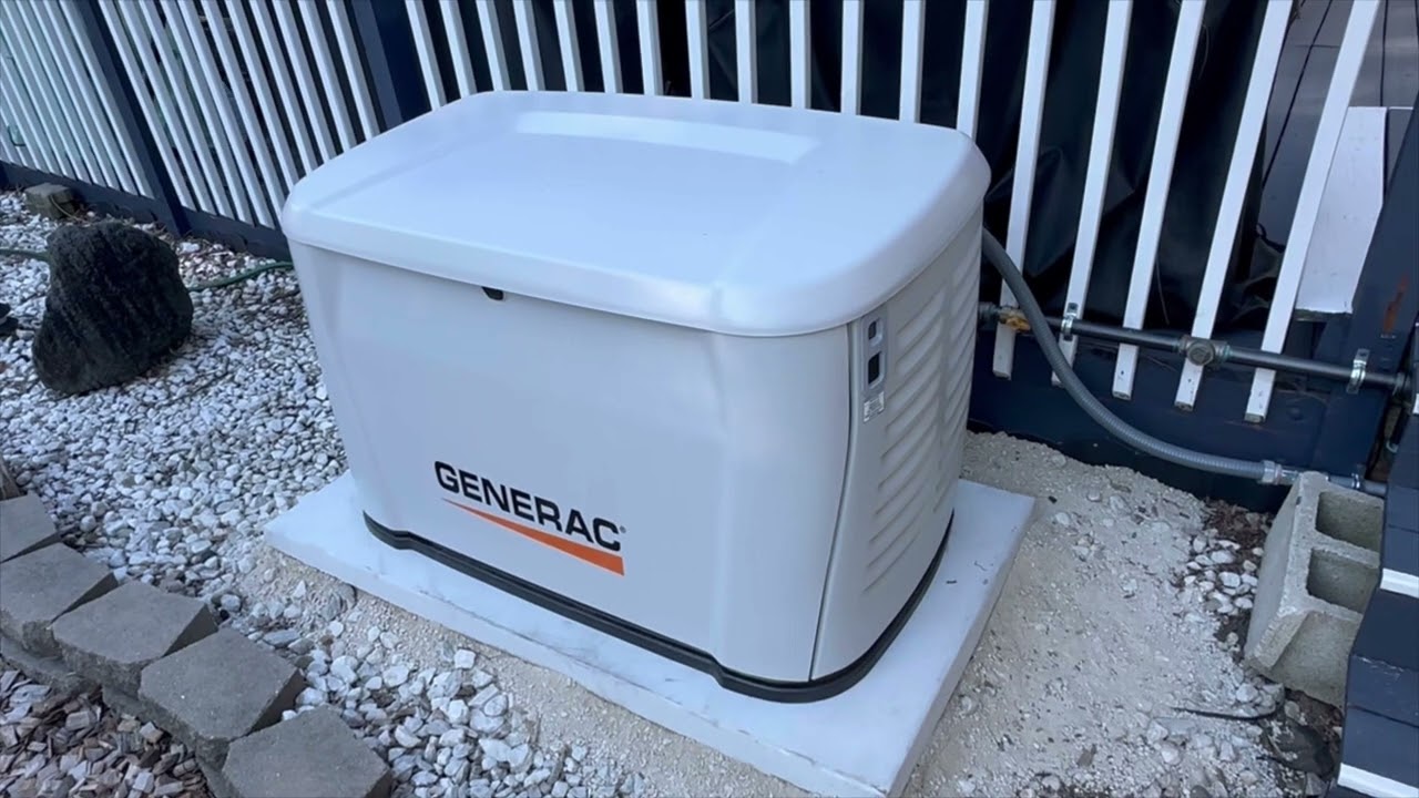 Generac &ldquo;New Generation&rdquo; 18Kw standby whole house generator in quiet test mode. 