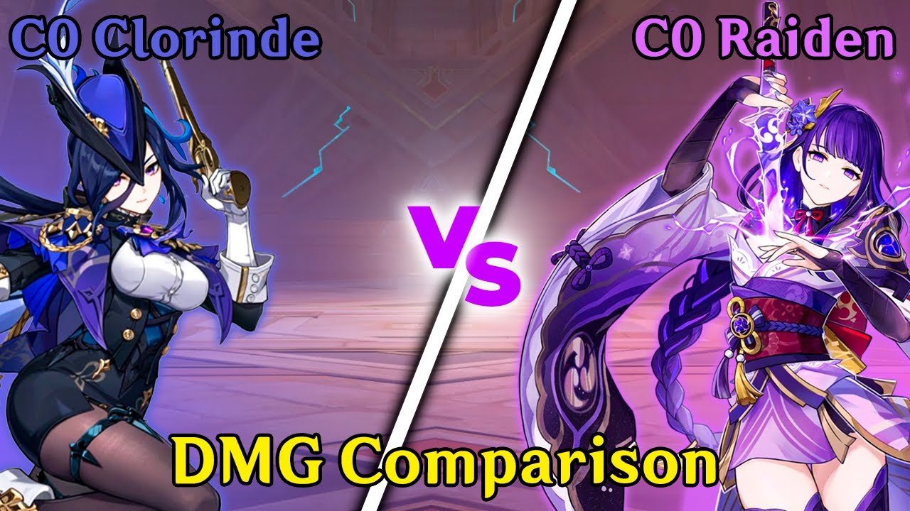 C0 Clorinde vs C0 Raiden - DMG Comparison | Genshin Impact