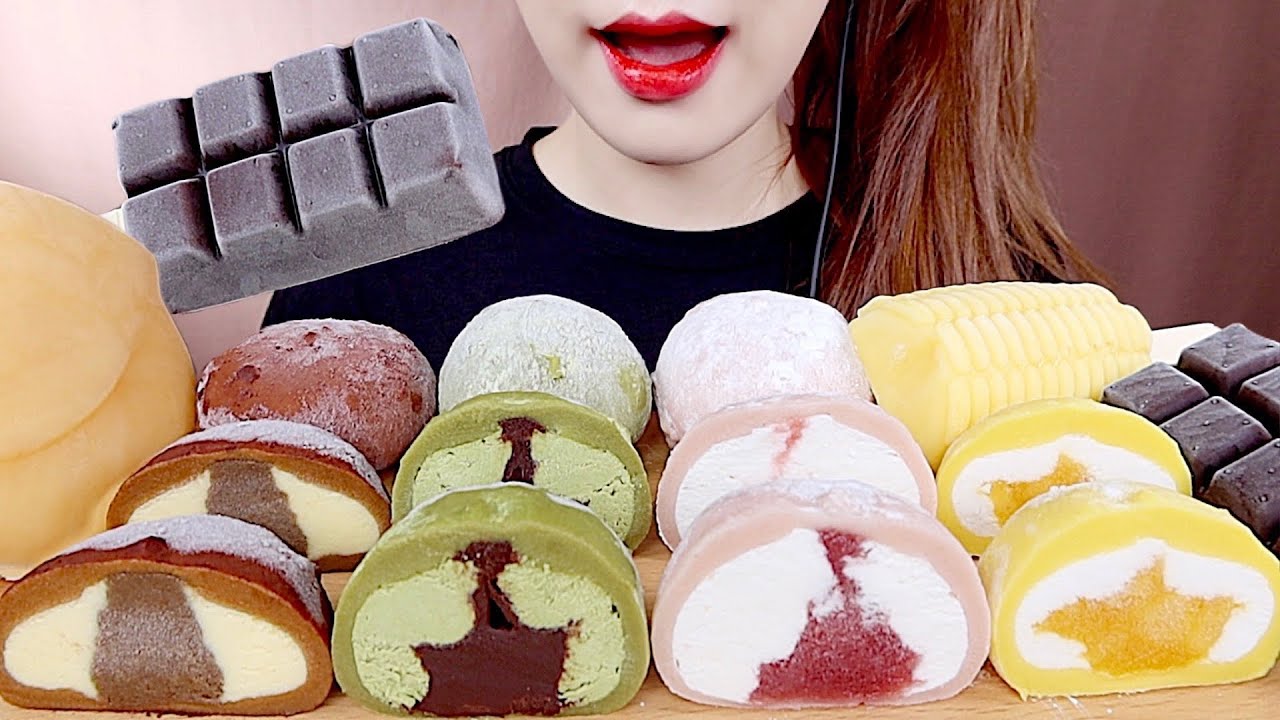 ASMR CREAM CCAPSSALTTEOK, CHEWY SHERBET ICE CREAM MUKBANG 크림 찹쌀떡, 쫀득한 샤베트 아이스크림 먹방 eating sounds