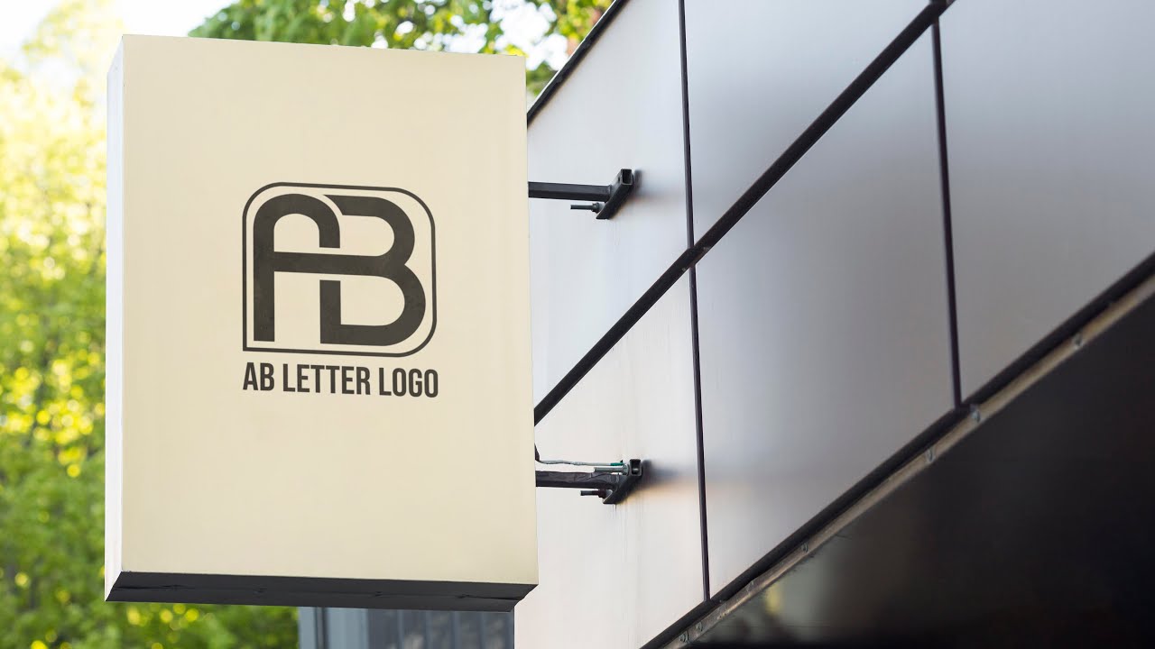Logo Design: Learn how to create AB Letter logo in illustrator and apply mockup in photoshop