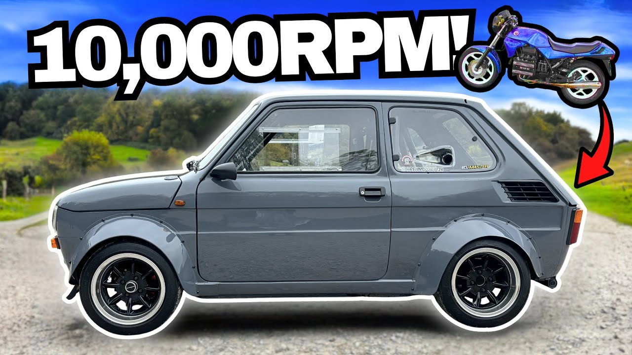 Он установил двигатель BMW от мотоцикла на 10 000 об/мин в Fiat 126!
