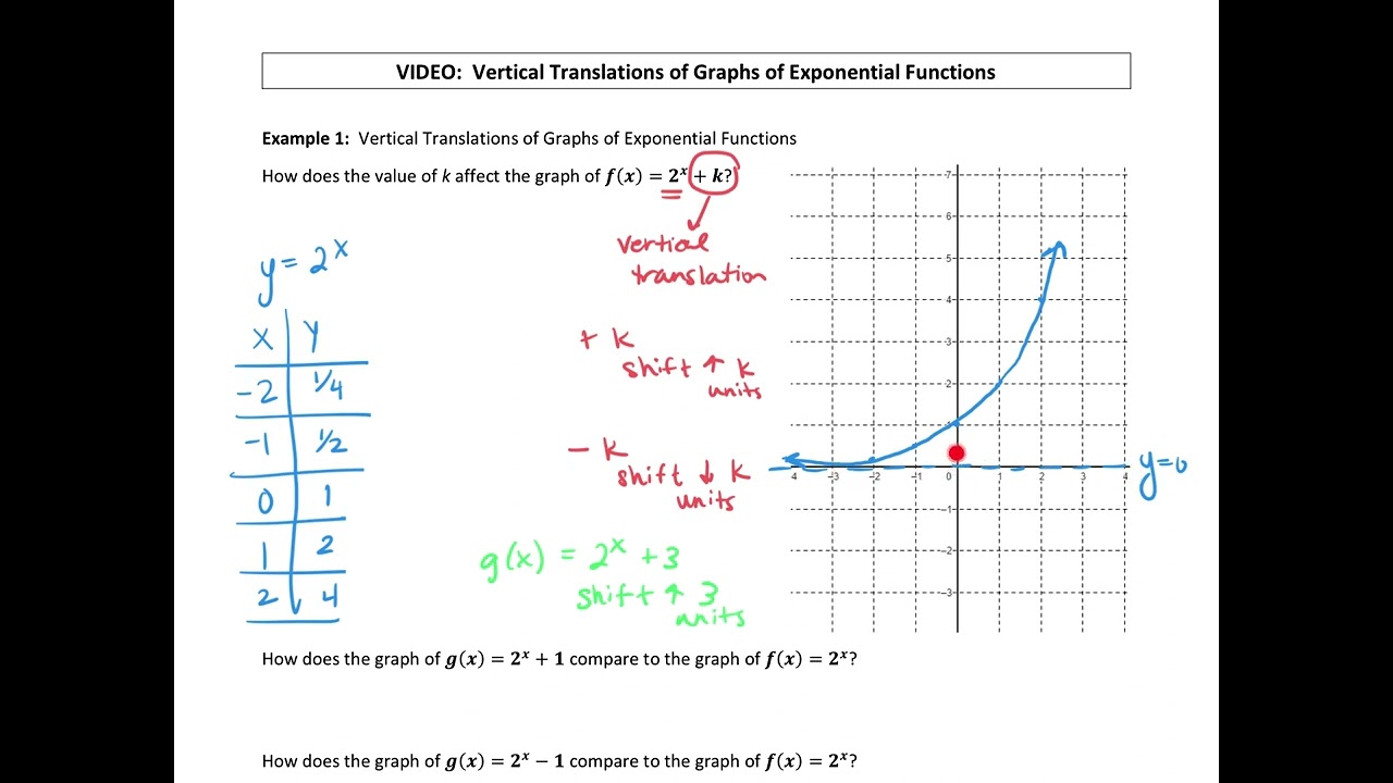 Vertical Translations of Graphs of Exponential Functions