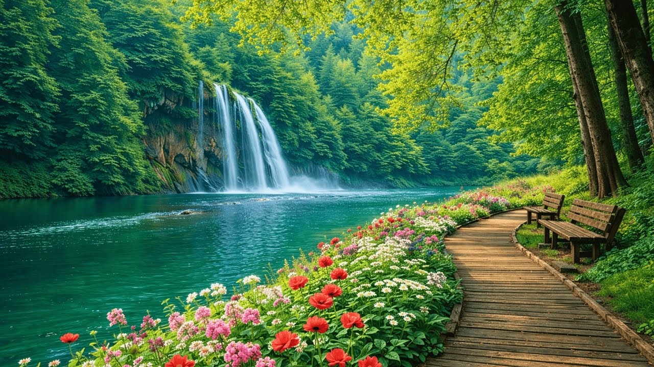 Soft & Calm Piano Music with Colorful Flower Scenes For Deep Sleep & Study & Relaxation