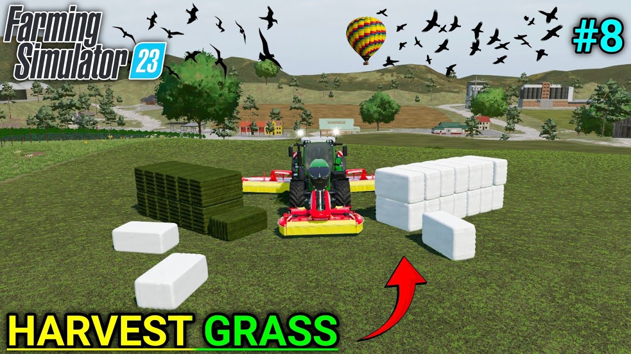 HARVESTING GRASS IN NEUBRUNN ISLAND || FARMING SIMULATOR 23 - #8