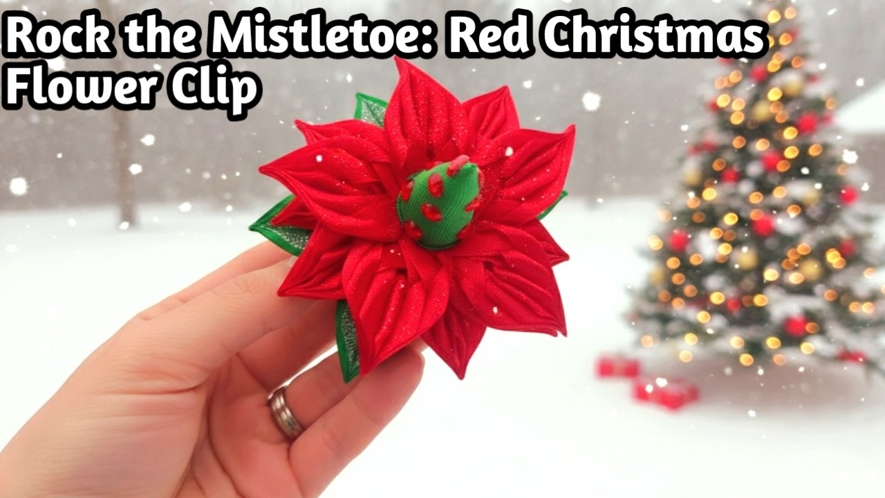Festive Red Velvet Flower Hair Pin | Christmas Party Hair Accessory