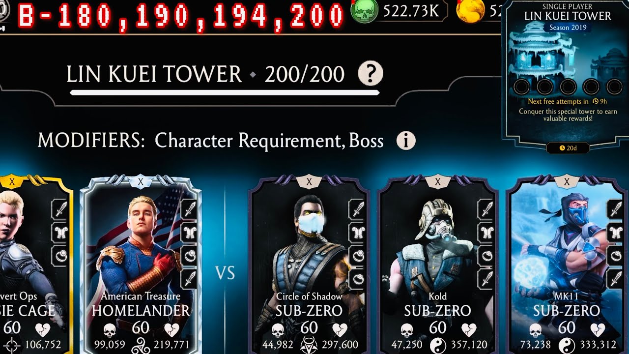 Lin Kuei Tower (Season-2029) Boss Battle 200 & 180, 190 Fight + Rewards | Mortal Kombat Mobile