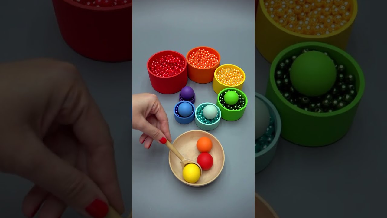 ASMR Reverse 🔉📿🔔Amazing Pearls and Black Beads in Wooden Cups #asmr #beads #dominogirl