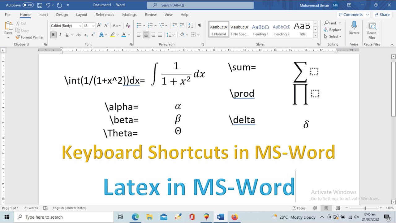 MathType in Word || Equation Editor (English Subtitles)