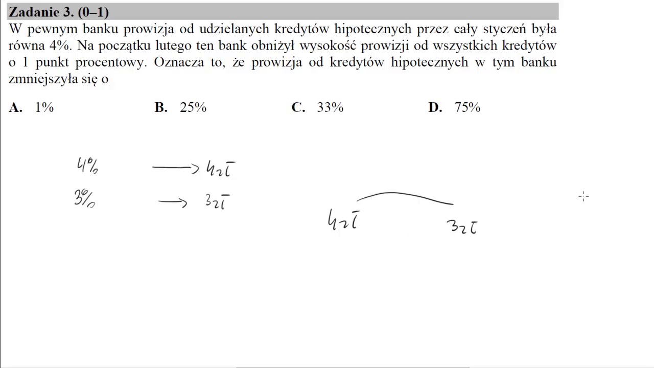 Matura podstawowa z matematyki maj 2019 zadanie 3 W pewnym banku prowizja od udzielanych kredytów