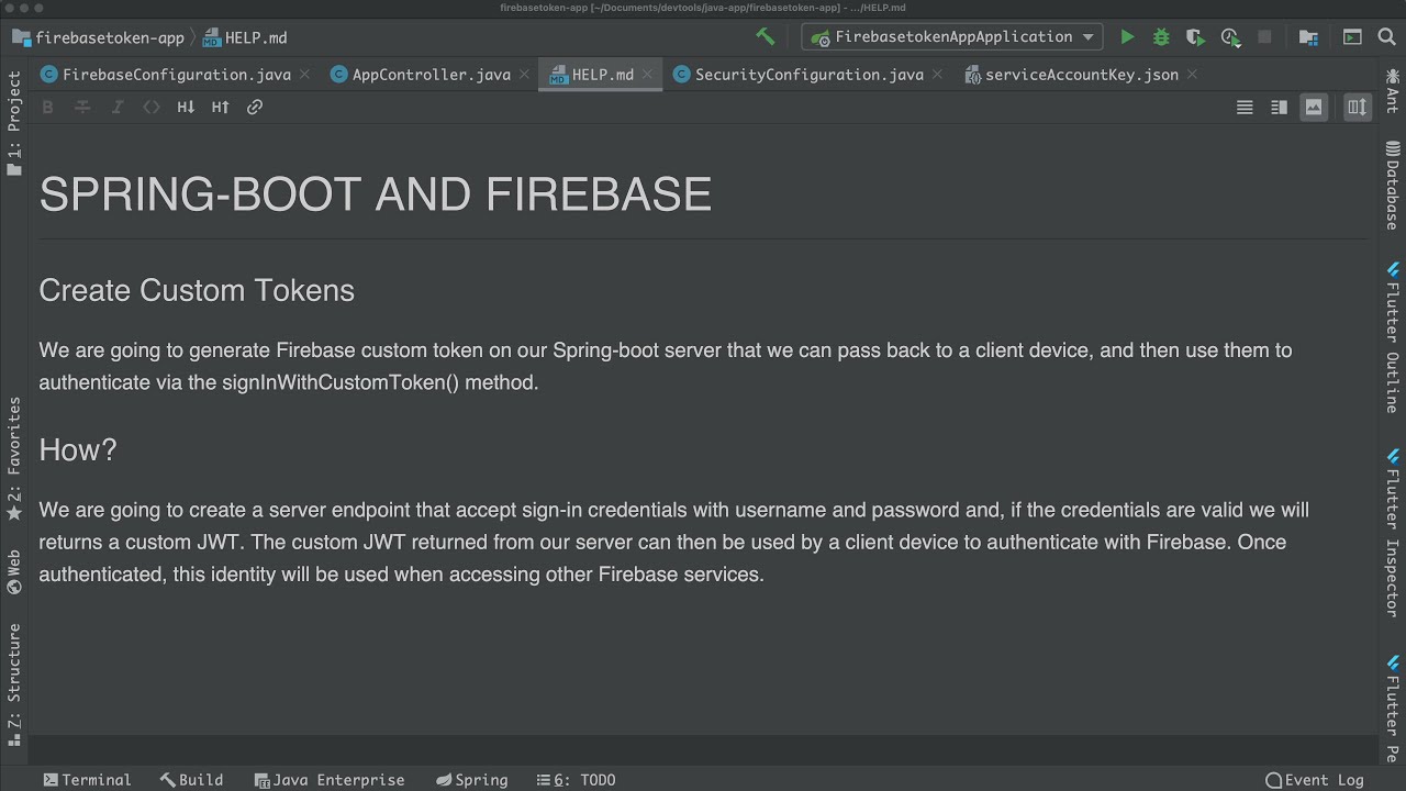 Spring boot service to Create Firebase Custom Token