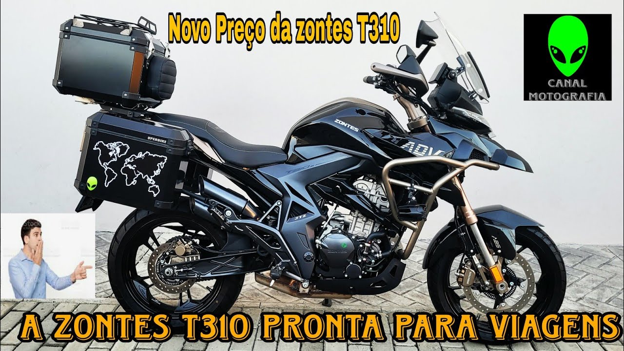 Atualização na Zontes T310 2024  Pronta Para Viagens Suporte Baus Laterais Bagageiro Farol de Milha