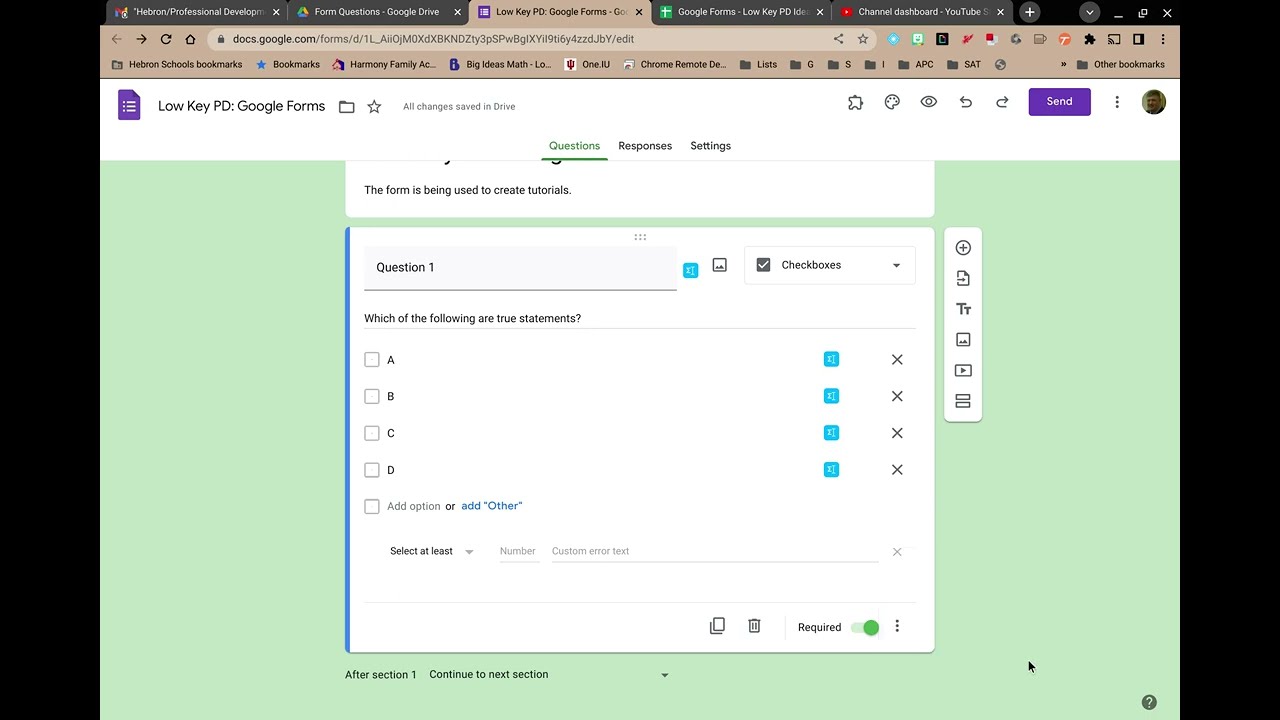 Low Key PD: Google Forms - Questions - Checkbox