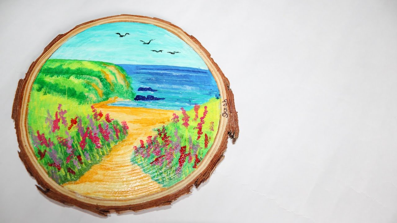 Seascape painting tutorial for beginners || Seascape Painting on WOOD || @soulfullcolours