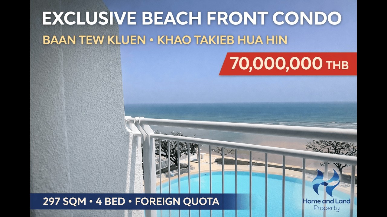 Luxury Beachfront Condo in Hua Hin | 297 sqm Corner Unit | Baan Tew Kluen | 70,000,000 THB
