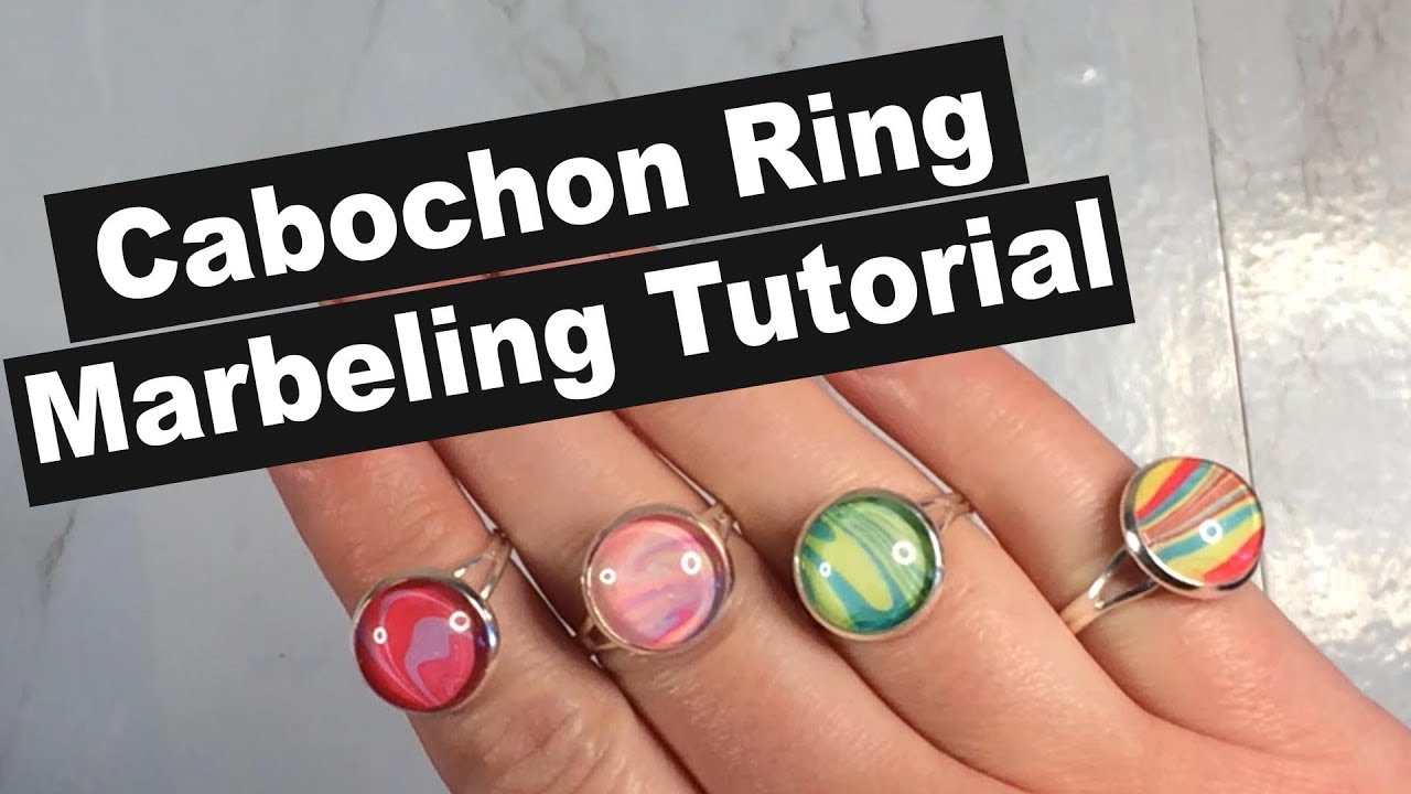 Nail polish water marbled cabochon ring easy jewelry tutorial