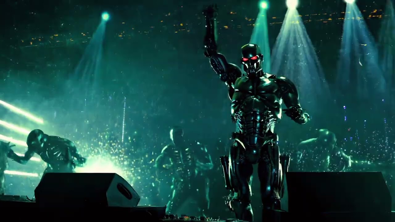 DJ Terminator | Dark Psy Trance Ritual Show | Neon Fire & Cyberpunk Energy