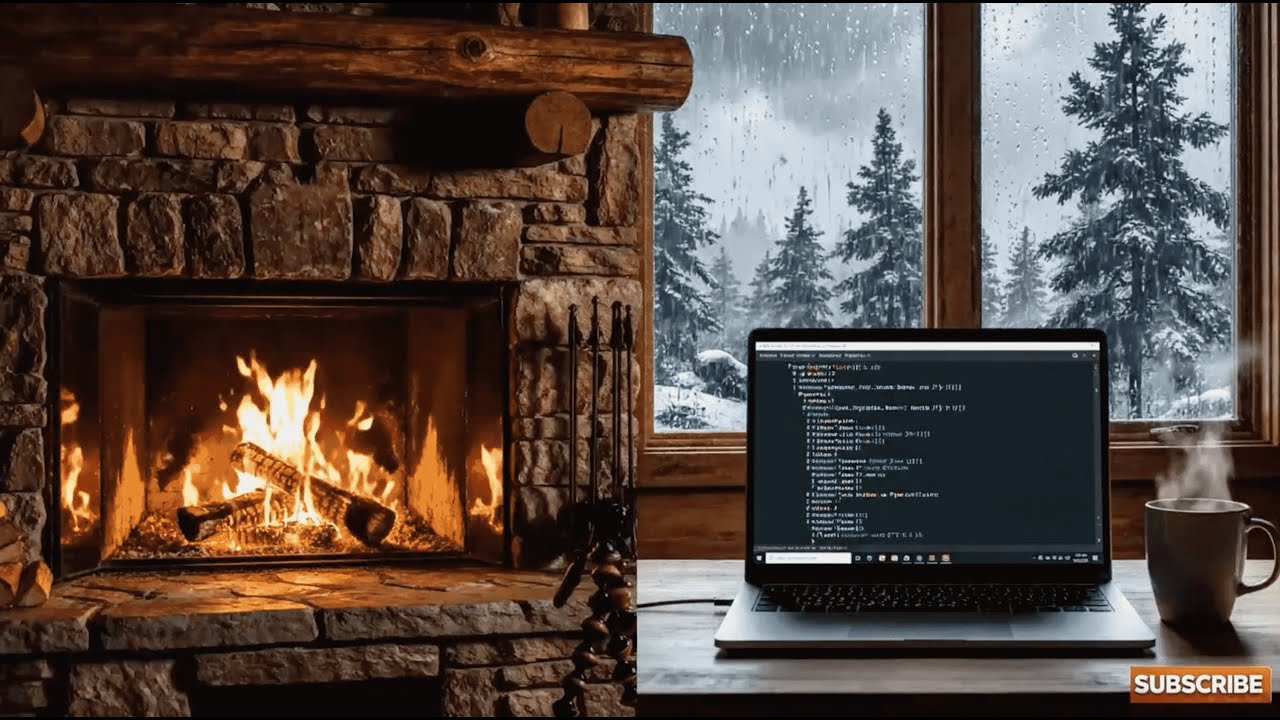 1 Hours Cozy Fireplace & 8Hz Alpha Waves for Deep Focus | Study & Coding Companion