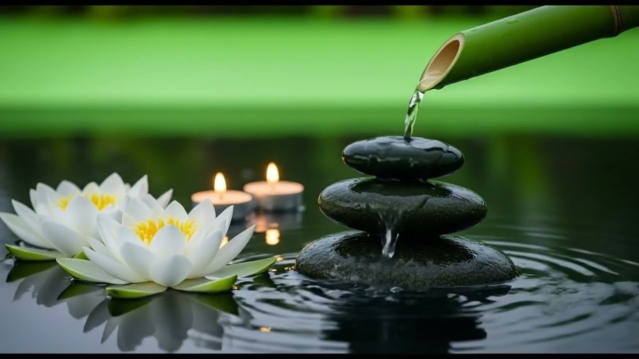 Bamboo Water Fountain + Deep Sleep Music |Insomnia Relief, Anxiety & Depression | Calm Piano Music |