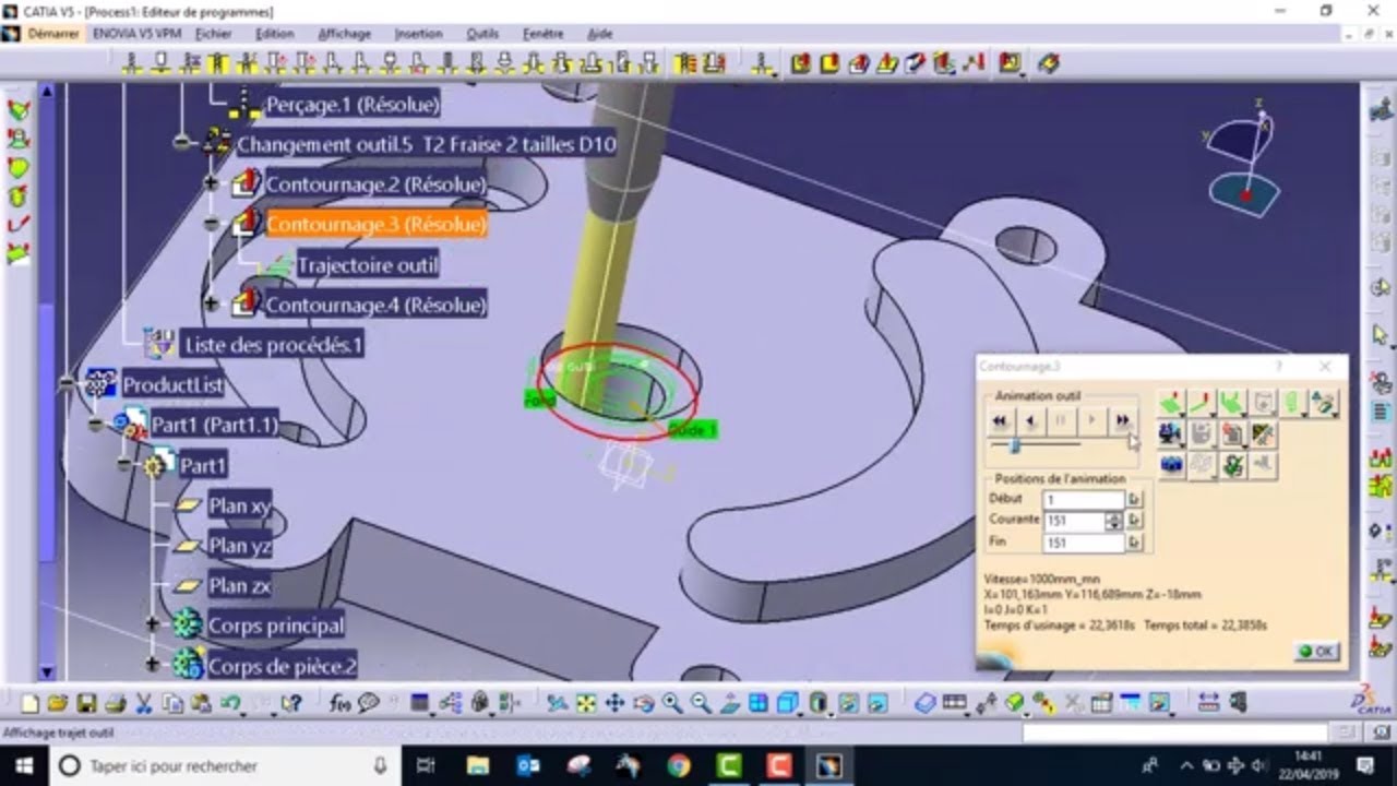 exercice FAO CATIA V5 usinage prismatic machining code G CNC (DARIJA)