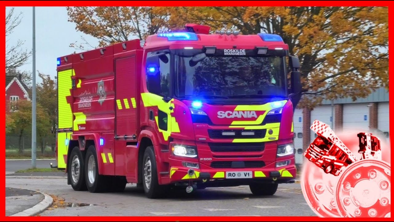ROSKILDE (ROP1+ROV1+ROS1) BYGB BUTIK roskilde brandvæsen brandbil i udrykning fire truck respond