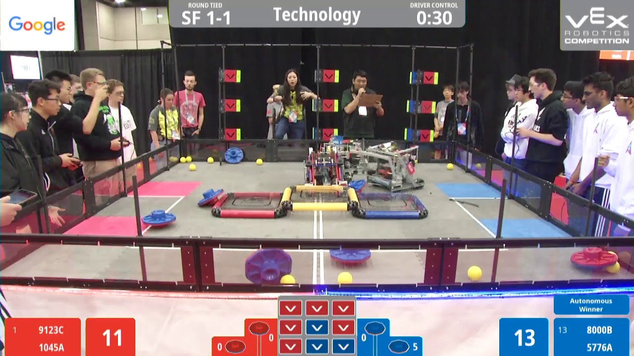 2019 VEX Worlds Tech SF1, 9123c, 1045A vs 8000b, 5776A