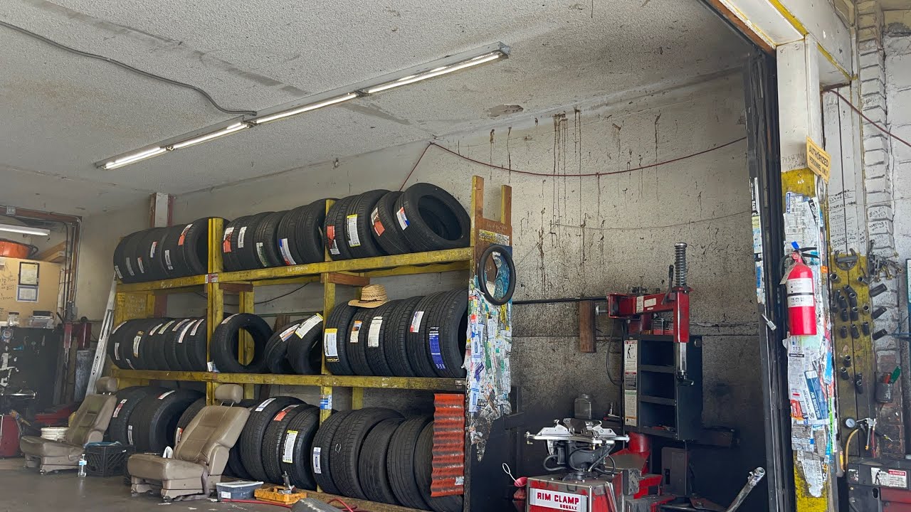 A trip to the tire shop to fix out truck with me and dad 