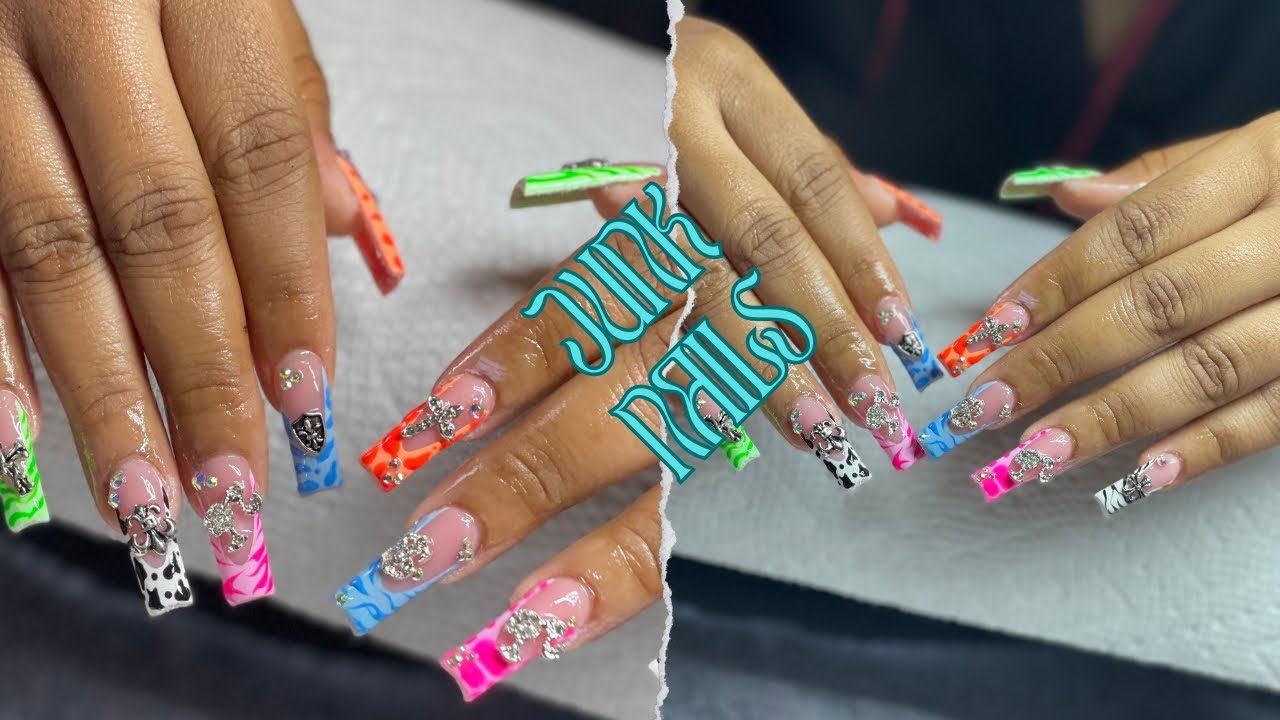 Watch me work| Junk Nails 💅🏾 🎨| #acrylic #tutorial #nailstutorial #junk # art